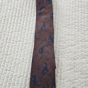 JZ Gallery Classic Burnt Orange and Blue Paisley Tie